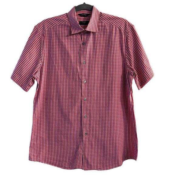 Paul Smith London The Byard Checkered Plaid Button Up Mens Shirt Pink Size Italy - Picture 1 of 6